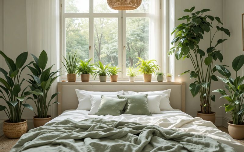 Add Indoor Plants for Freshness bedroom look