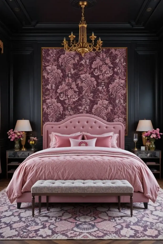 Art Deco-Inspired Black & Pink Bedroom