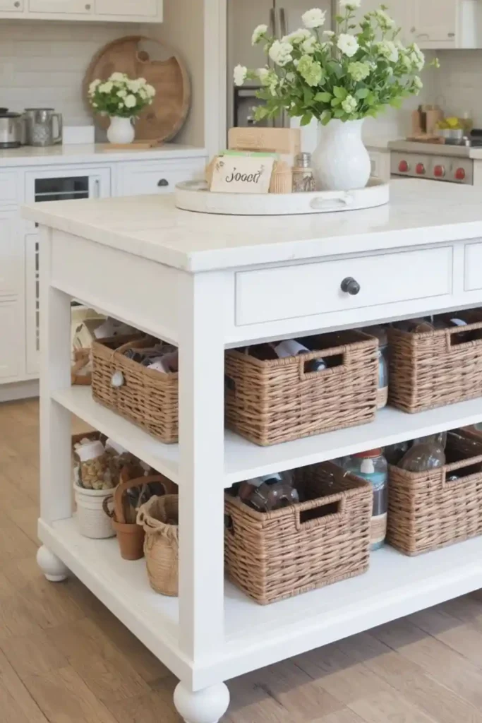 Chic and functional kitchen island with smart storage
