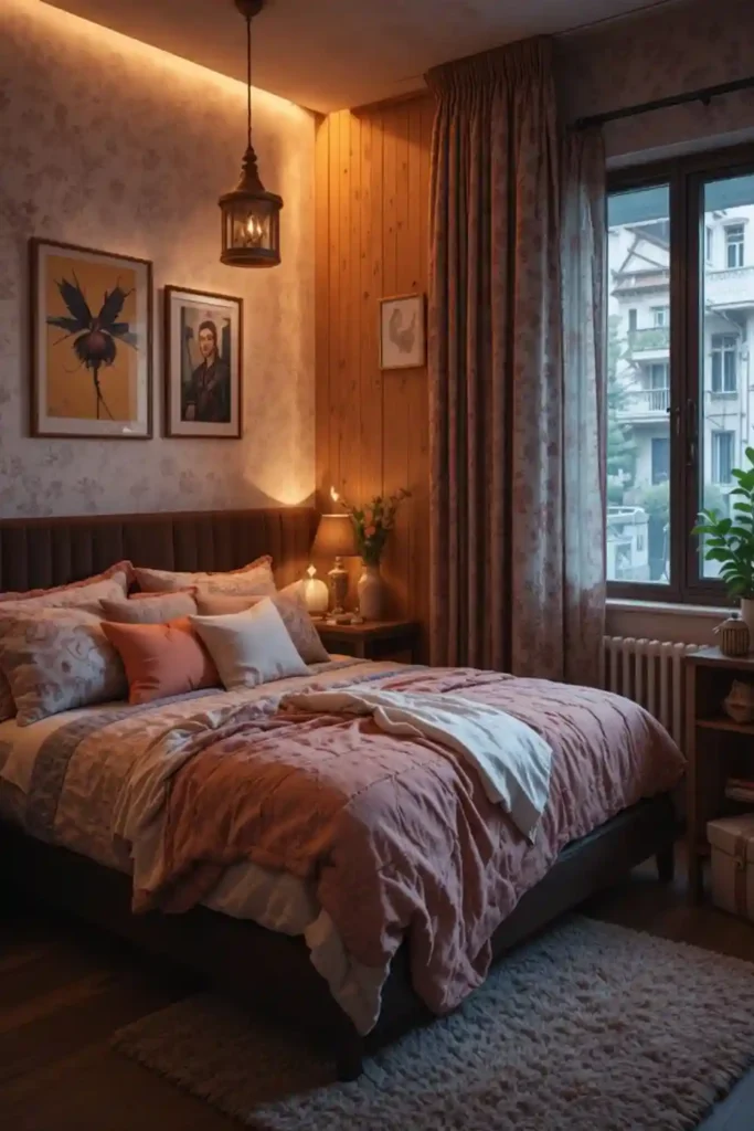 Cozy Teen Girl Bedroom with Accent Lighting for Depth
