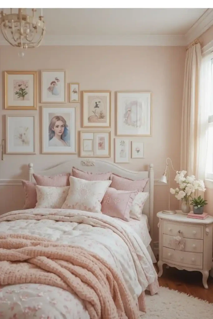 Cozy Teen Girl Bedroom with Aesthetic Gallery Wall