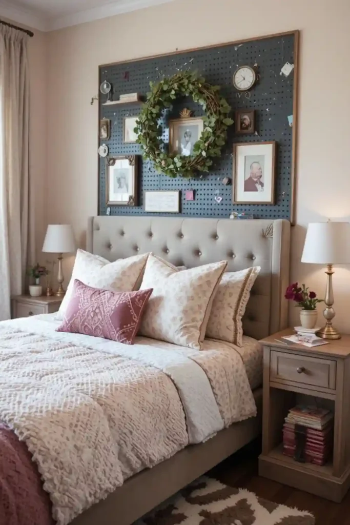 Cozy Teen Girl Bedroom with Stylish Headboard or DIY Pegboard