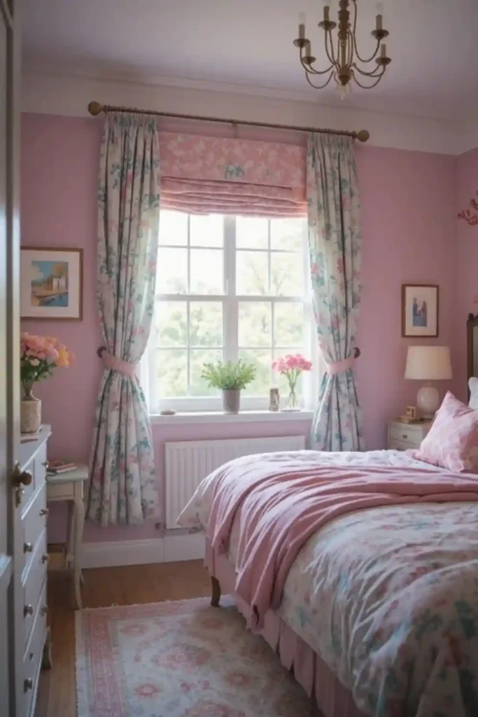 Cozy Teen Girl Bedroom with Window Treatments for Soft Light
