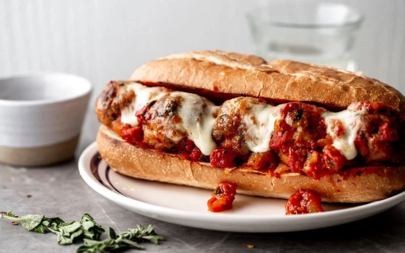 Ground Beef Meatball Subs sandwich recipe look