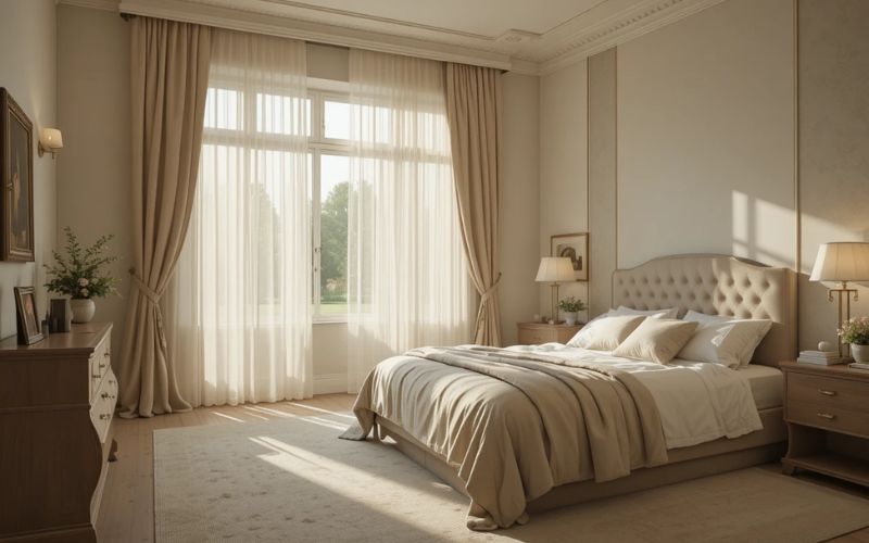 Incorporate Soft Curtains or Drapes bedroom look