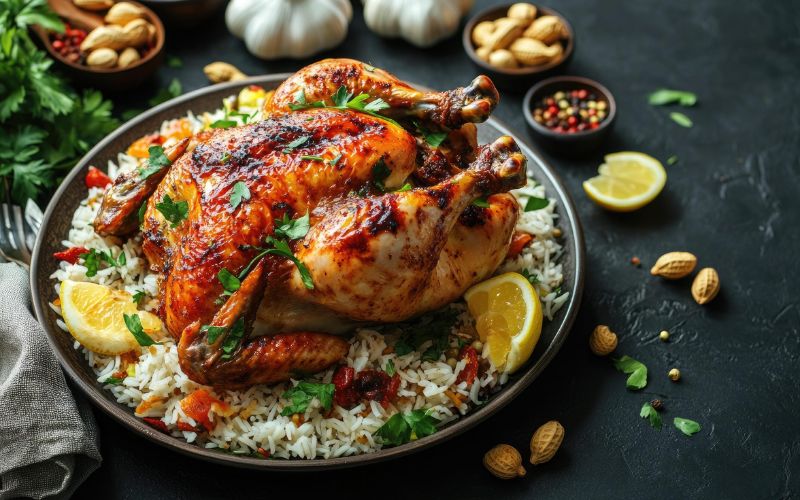 Lemon Herb Rice with Garlic Butter Chicken look