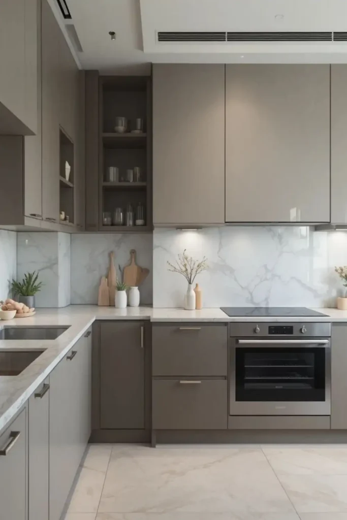 Minimalist kitchen remodel featuring clean lines, neutral tones, and functional design