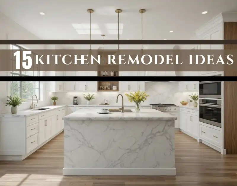 Modern kitchen remodel ideas with island, wood accents, and bright lighting