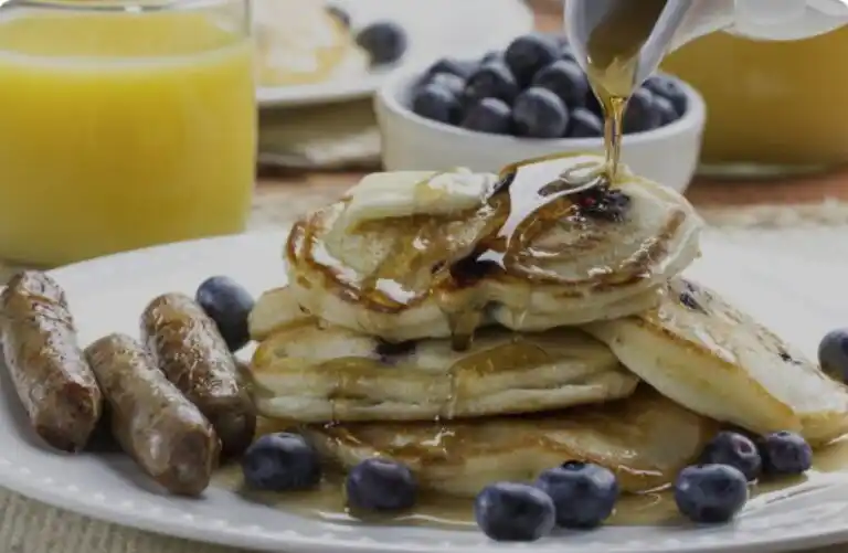 Pancakes for Dinner with Turkey Sausage
