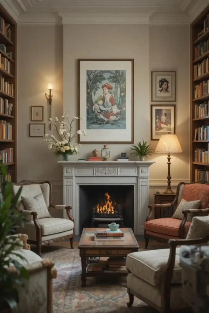 Personalized reading room with cozy decor details