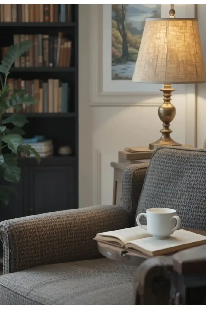 Side table setup in a functional reading room