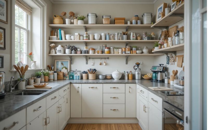 Small organized home with frequently used items within easy reach.