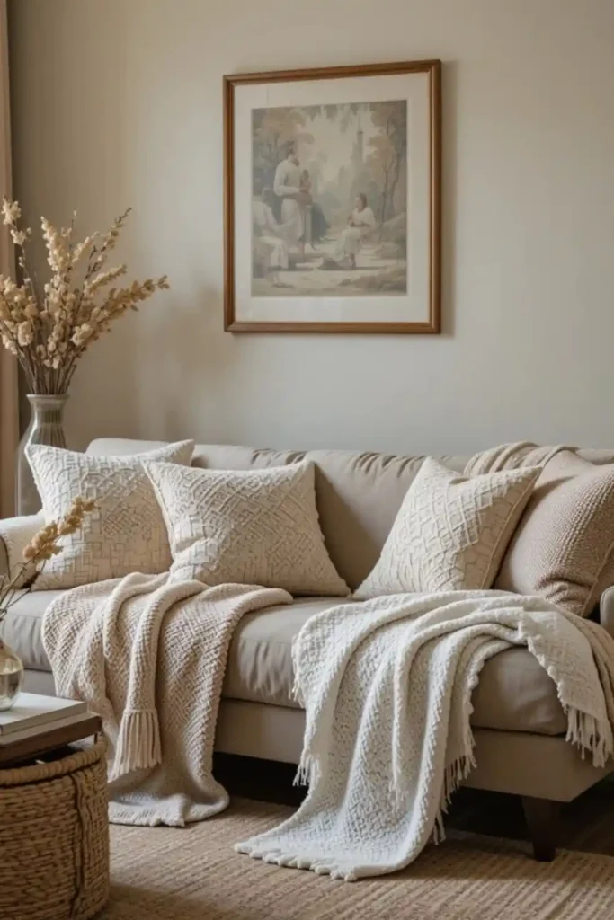 Soft textiles creating a relaxed reading space