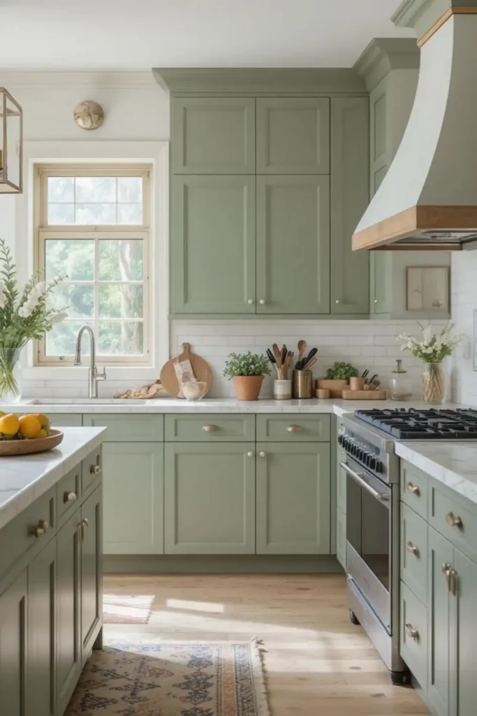 Timeless green kitchen cabinets design