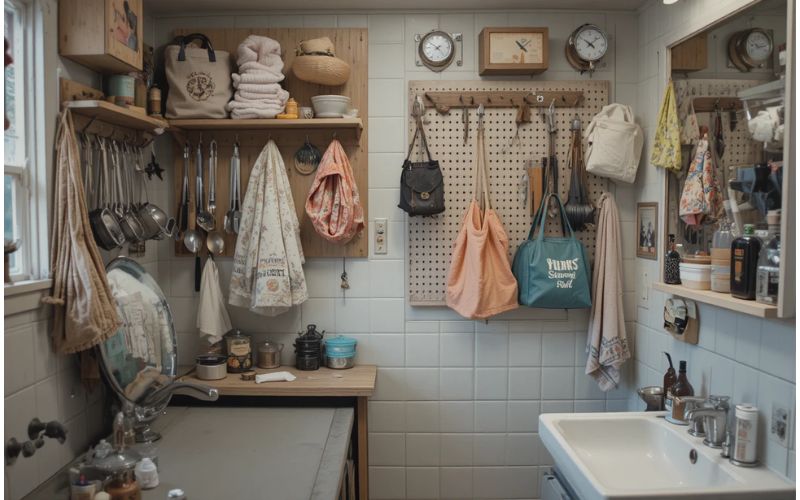 Utilize Hooks and Pegboards look