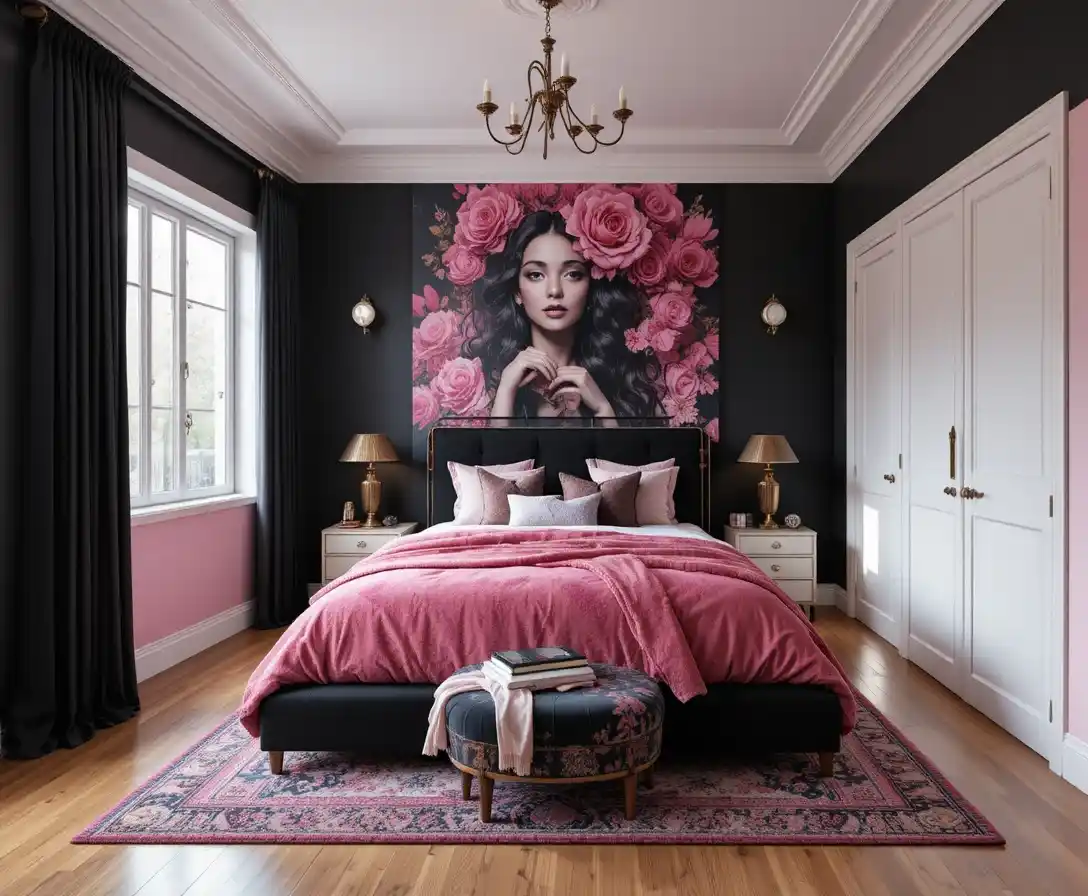 Black and Pink Bedroom look