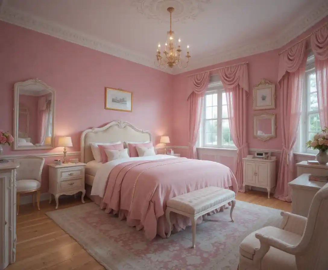 Pink and White Bedroom